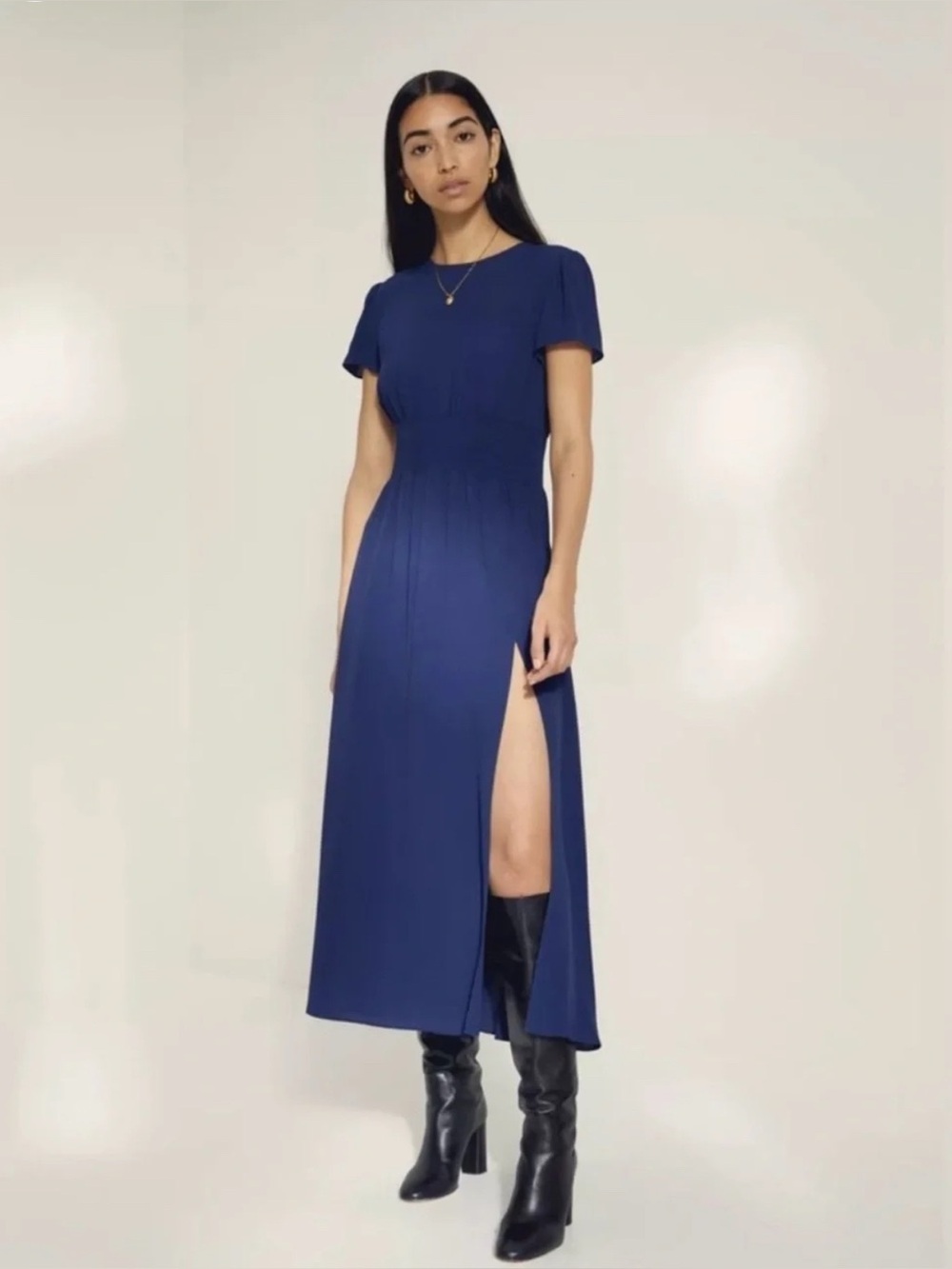 Aritzia Wilfred Maxime Midi Dress in Classic Navy